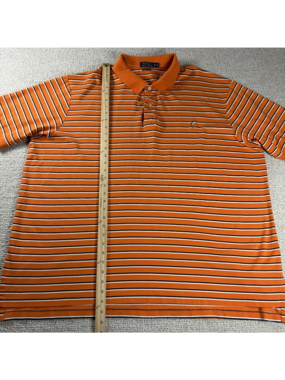 Polo Ralph Lauren Pima Striped Short Sleeve Polo Shirt Orange Men’s Size 88 - Picture 3 of 6